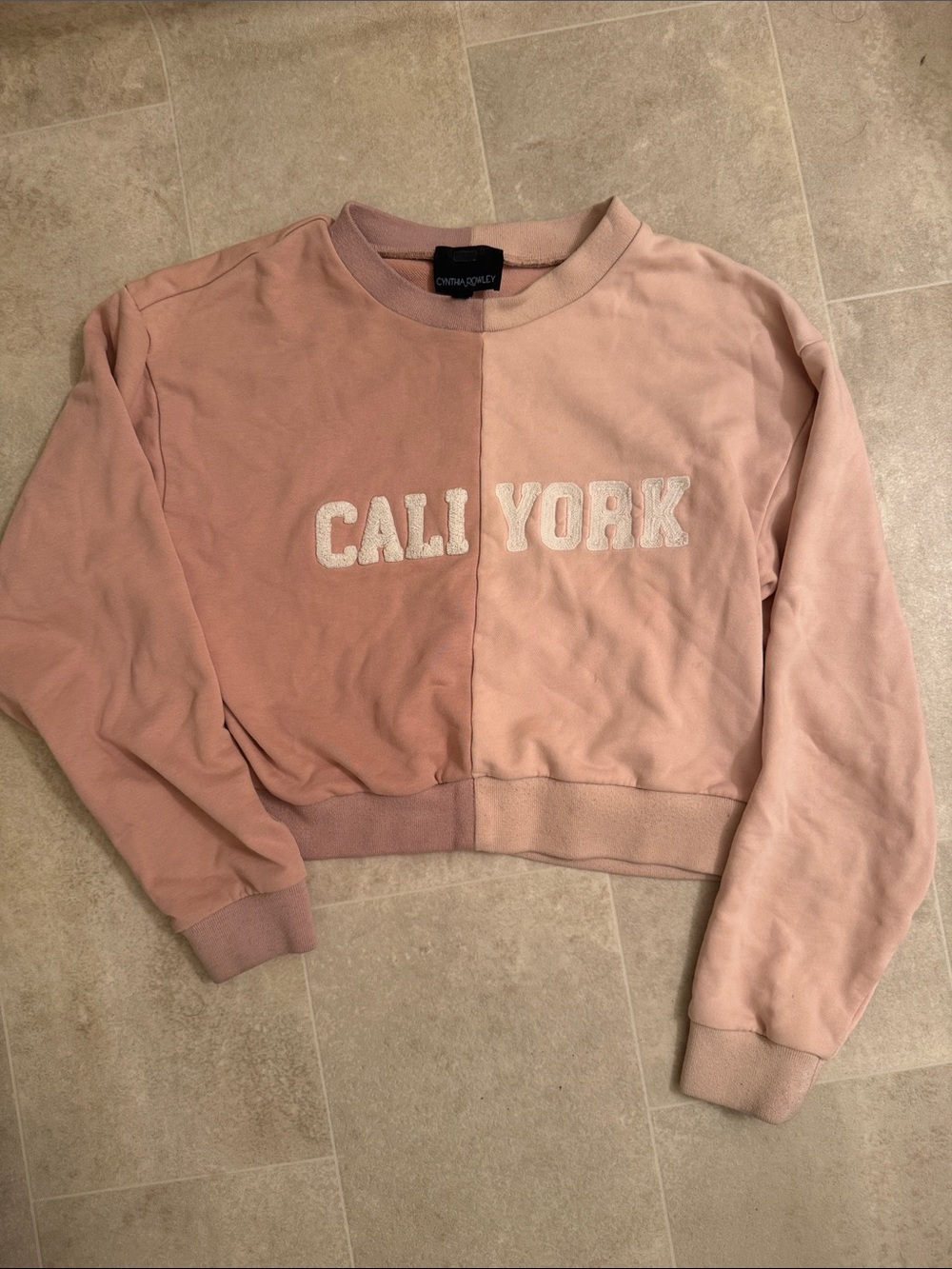 Cynthia Rowley Cali York Two-Tone Pink Cropped Sweatshirt